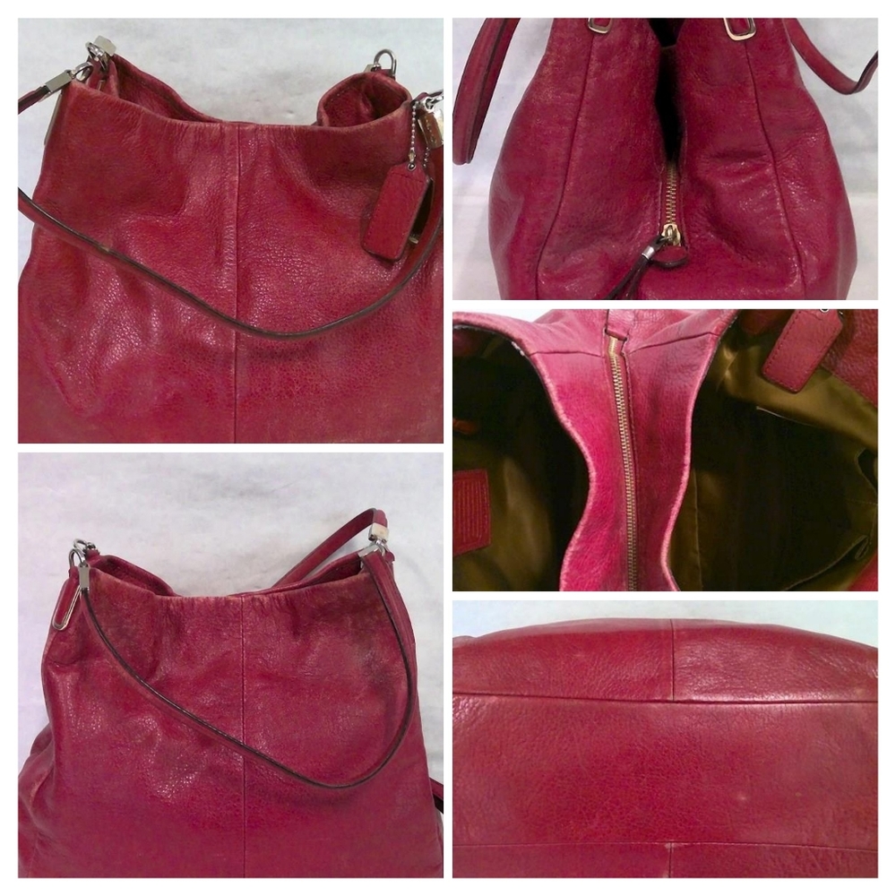 Coach Madison Slouchy Red Leather Organized Shoulder Bag
